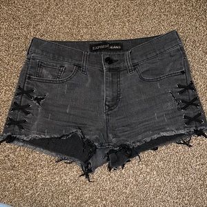 Express Shorts Black Destroyed with side lacing